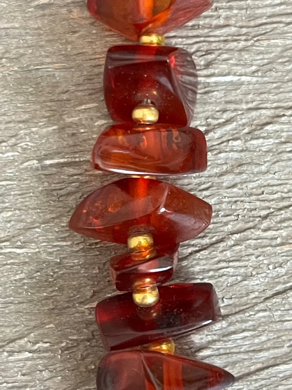 Baltic Amber VINTAGE Necklace 12kt gold filled - 18” Rich Cognac Red - Picture 4 of 13